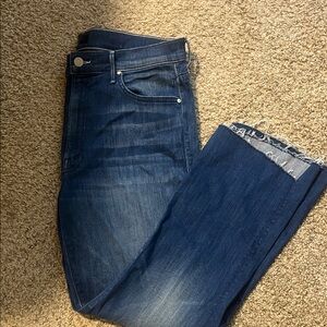 MOTHER Dark Blue Ankle & Cropped Jeans